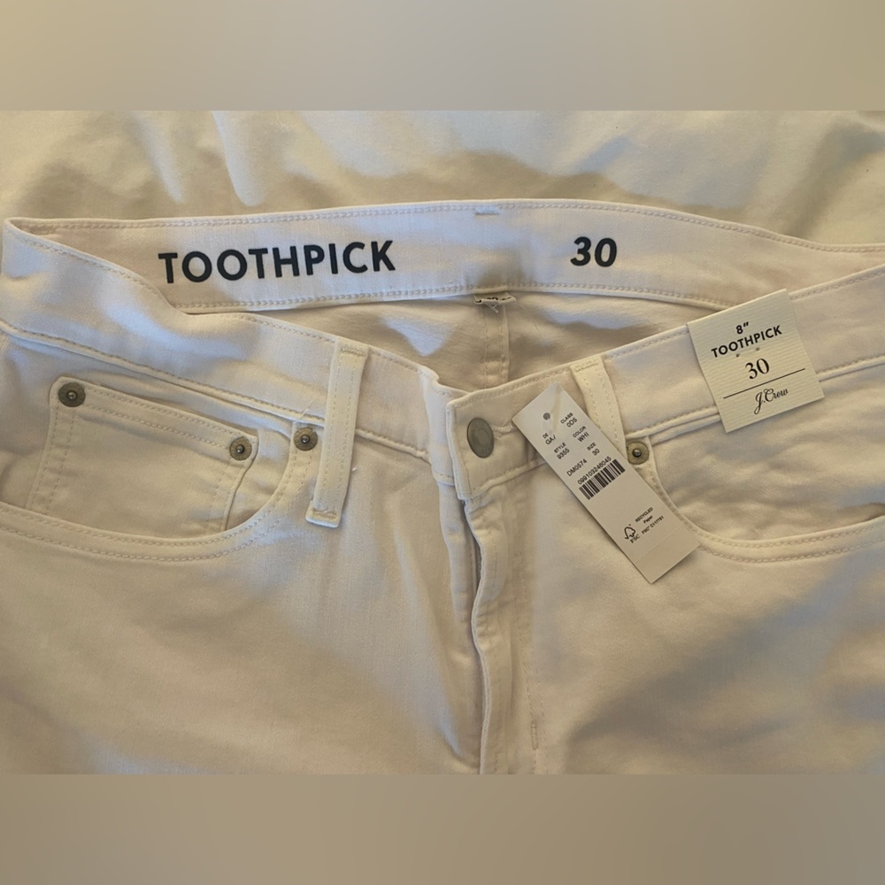 J-CREW 8” TOOTHPICK WHITE JEANS size 30 - Picture 3 of 3